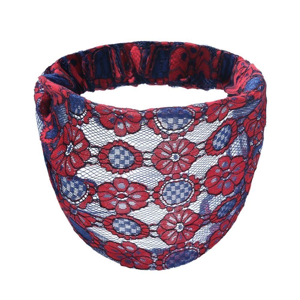 Hair Hoop Lace Hairbands Hollow Wide Side Head Wrap Fashion Mesh Flower Headband  Daily