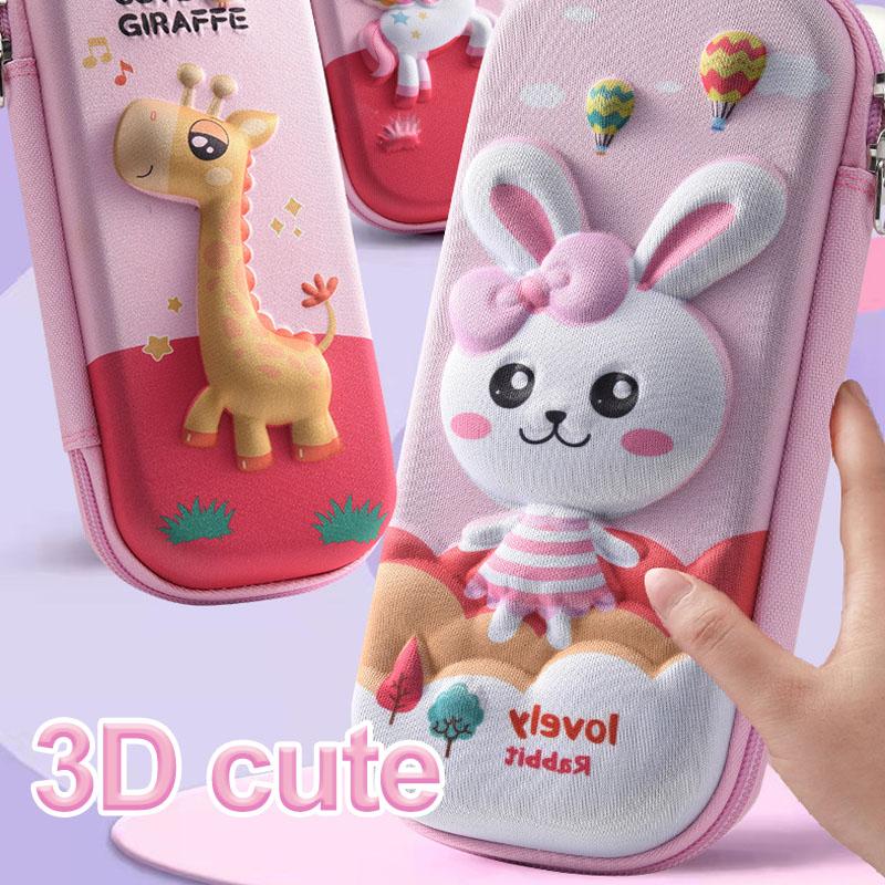 3D Cartoon EVA Pencil Case Unicorn 2 Layer Kawaii Waterproof Pen Box for Girls Student Colored School Supllies Cute Stationary Bag Gifts