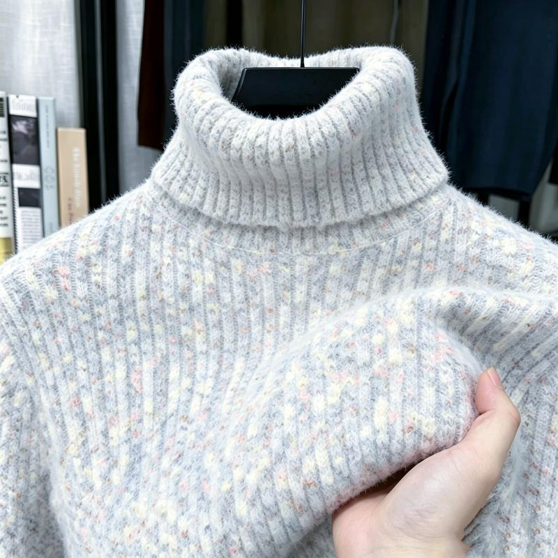 Maglione da Uomo a Collo Alto Misto Lana Fodera in Pile Lavorato a Maglia Pullover Caldo Invernale 2026 Nuovo
