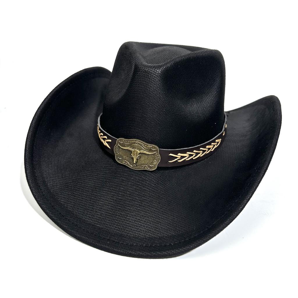 European and American Style Western Cowboy Hat Ethnic Style Tibetan Style Bull Head Hat Stage Props Men's and Women's Jazz Hat