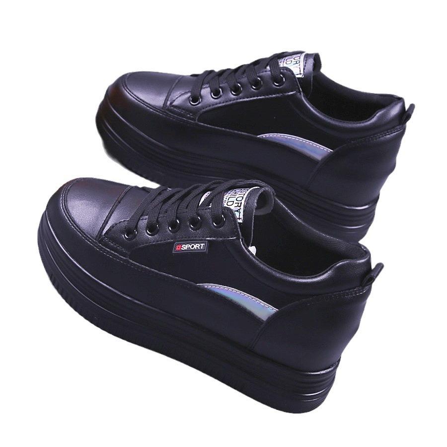 Muffin-Plateau Damenschuhe 2025 Frühling und Sommer neue lässige und dünne Damen-Einzelschuhe vielseitig Innenhöhe erhöhen Low-Top kleine weiße sh