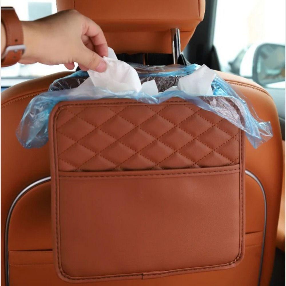 Multifunctional Car Backseat Storage Bag Adjustable Vehicle Leather Storage Bag Automobile