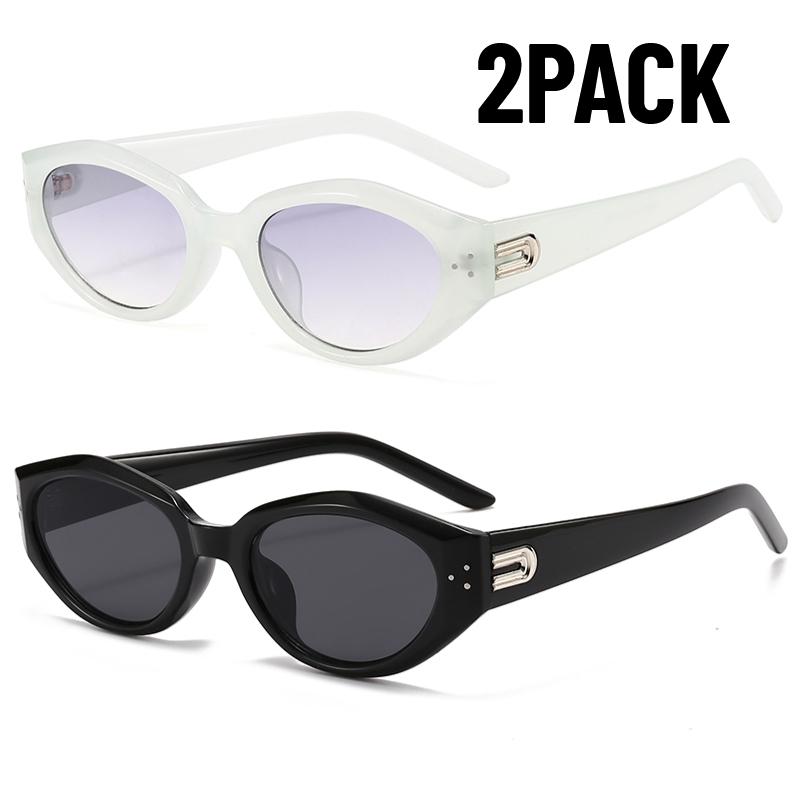 2PACK New Y2K Small Square Sunglasses Women Cat Eye Brand Sunglasses Fashion Trendy Outdoor Goggles Men Punk Sports Sun Glasses