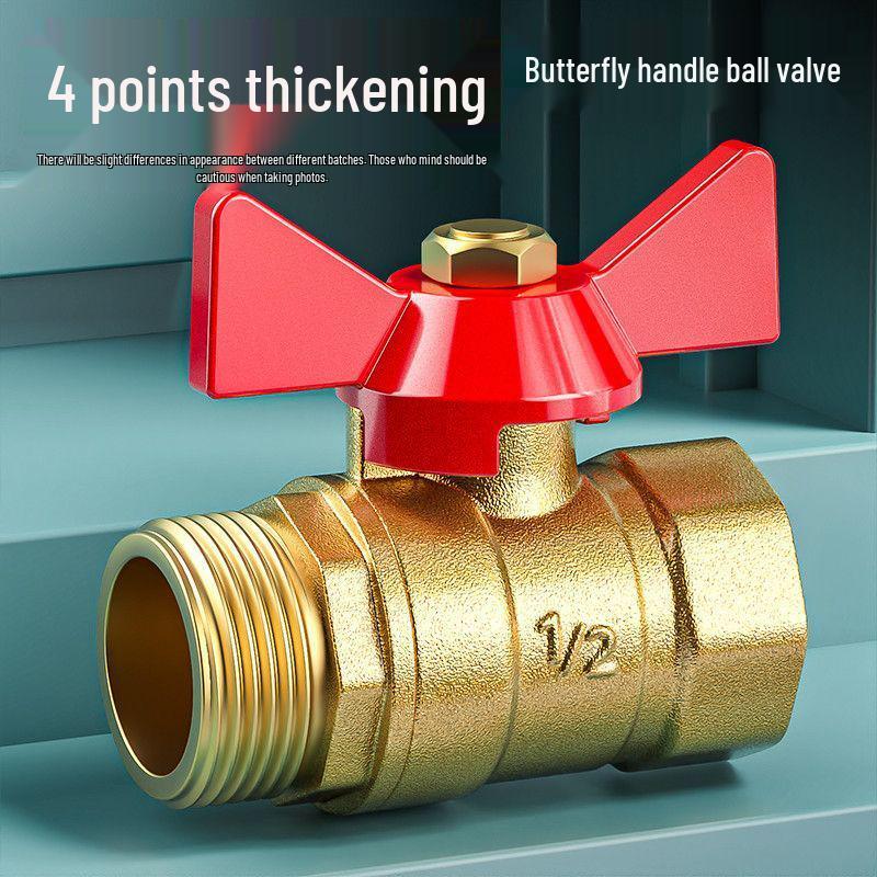 Brass 4-Point Butterfly Handle Ball Valve Tap for Water and Air Compressor Pipes