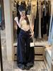 Women's Summer 2024 Retro High-Waisted Dark Wash Wide-Leg Jeans