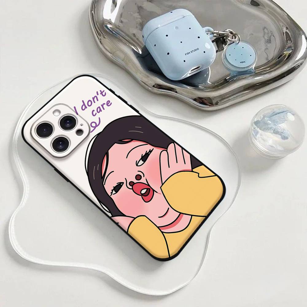 Cartoon Chubby Girl Phone Case Phone Case For Iphone 17 16 15 11 13 14 Pro Max X Xr Xs Max 12mini Black Shell Cover Case