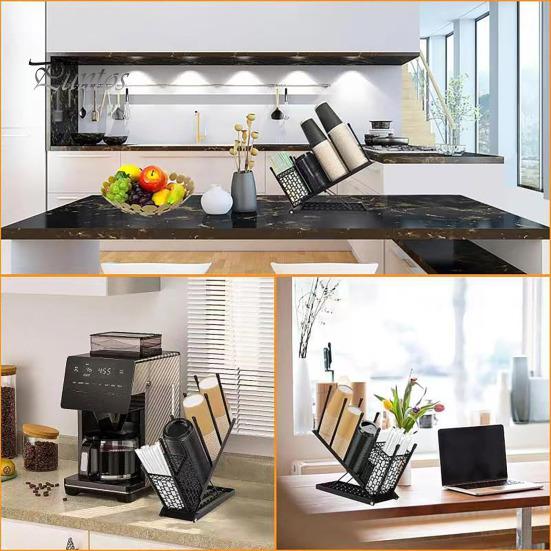 Kopphållare för kaffekoppar, organizer med lock och suporhållare, 4 fack, kaffekoppsdispenser, justerbar kaffebarsorganizer