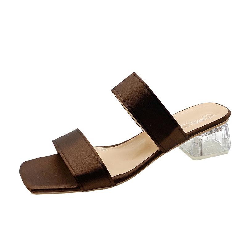 

2024 summer new fairy style with skirt foot sandals women s thick-soled medium-heeled soft-soled fashion Roman beach shoes 41 темно-коричневого кольору