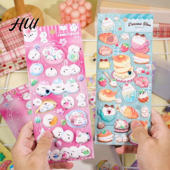 Glow-in-the-dark Stickers 1/4 Sheets Luminous 3D Puffy Sticker Cartoon Cat Food DIY Phone Case Notebook Scrapbooking Decorative Preschool Teacher Boy