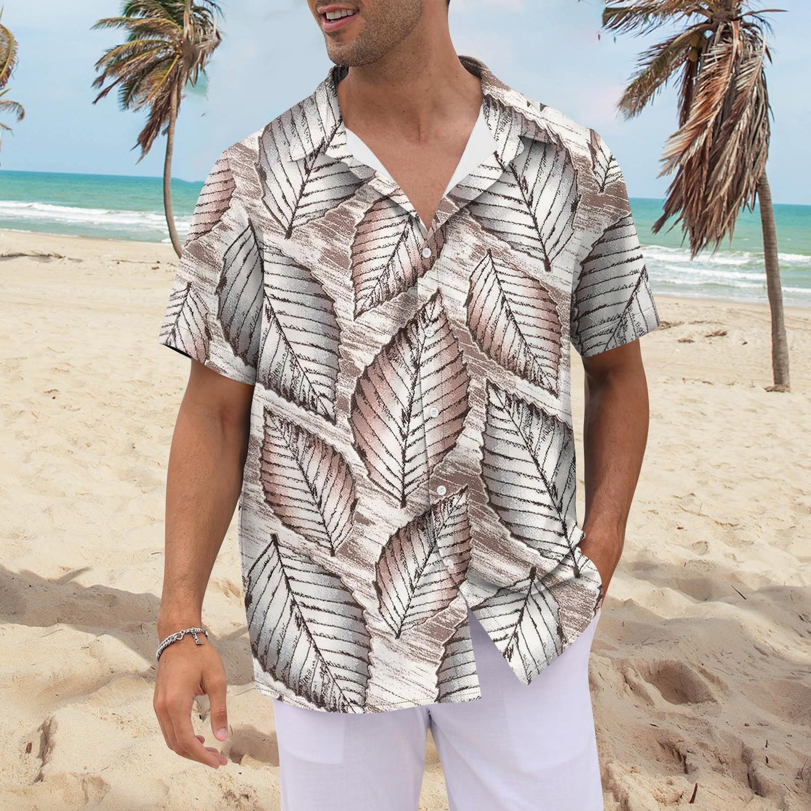 

Рубашка для мужчин, мужские винтажные рубашки для боулинга на пуговицах, летняя пляжная рубашка с коротким рукавом XL белый