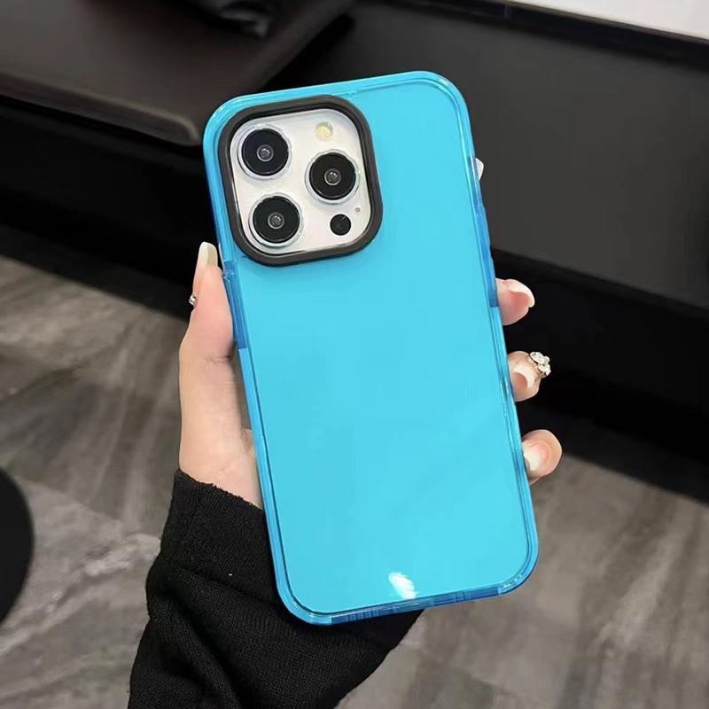 Neon Fluorescent Color Phone Case For iPhone 17 16 15 14 Pro Max Air 16e 11 12 13 Mini Frame Protective Silicone Cover