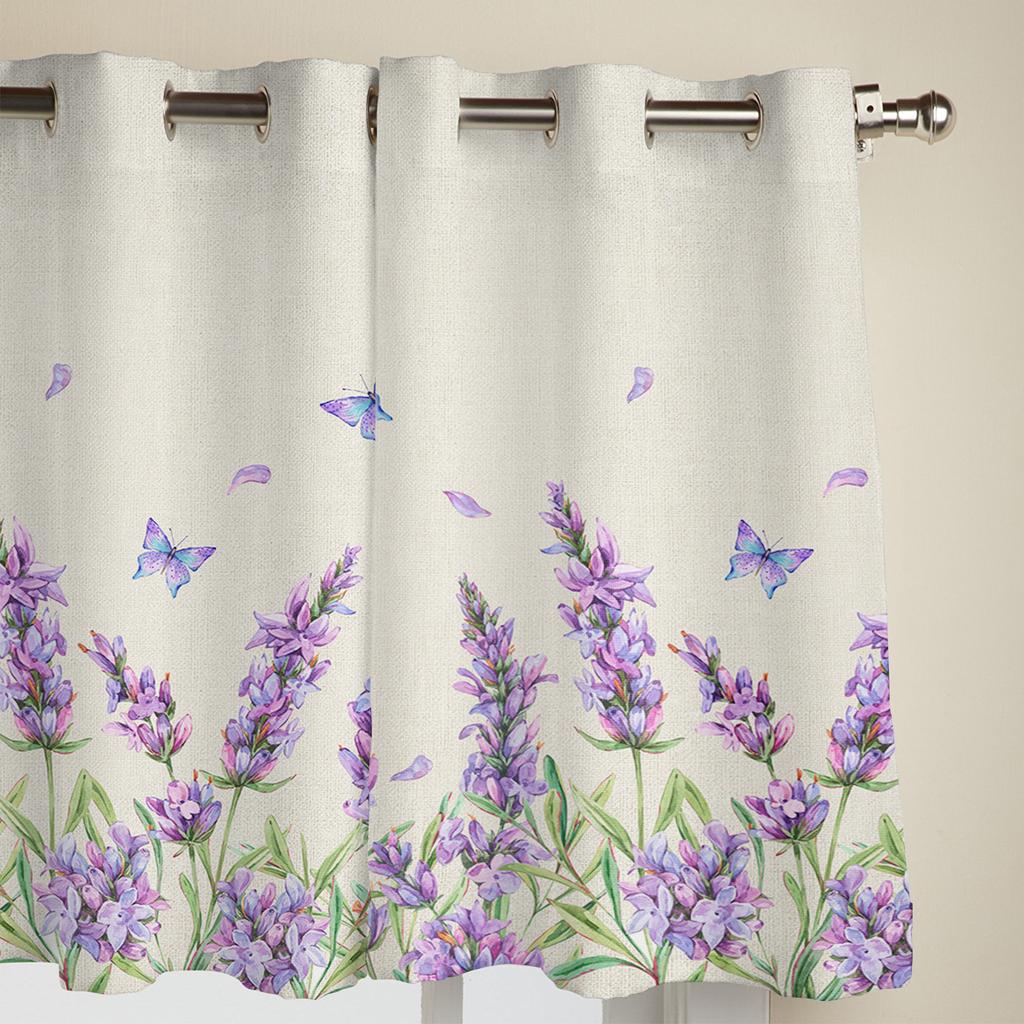 Ložnice Kuchyňské Záclony Akvarel Levandule Květina Motýl Retro Okenní Záclony Záclony do obývacího pokoje Dekorativní Předměty