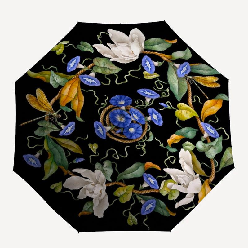 

1pc Floral, Circular Design, Nature Umbrella with Plastic Handle,Compact & Stylish,Suitable for All Seasons YS331073