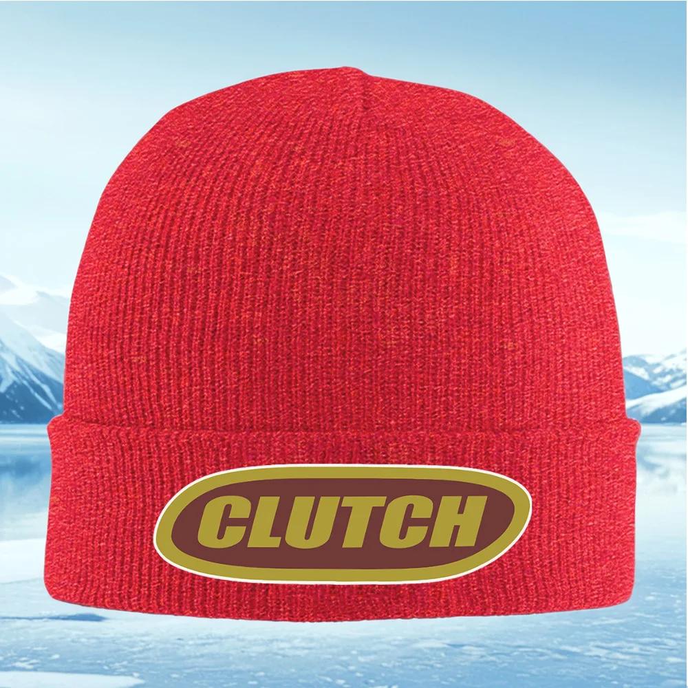 CLUTCH Text Logo Design Oval Shape Unisex Women Unisex Knitted Hat Beanie Pullover Cap Winter Thermal Warm Christmas Outdoor Cyclin