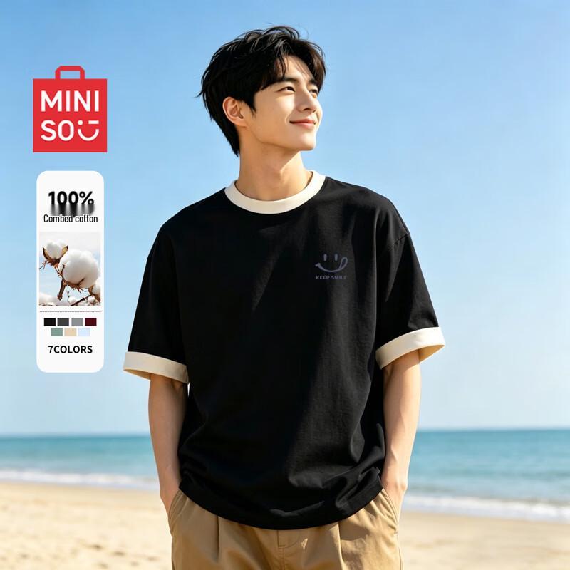 MINISO Men s Casual Pure Cotton Graphic T-Shirt 2XL