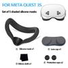 Silicone Cover Set Silicone VR Face Cover with Len Protector & Joystick Cover Face Pad Cushion for Meta Quest 3S VR Accessories
