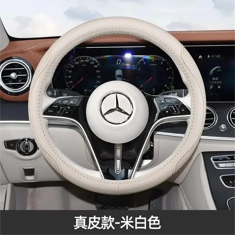 Capa de Volante para Mercedes-Benz Classe B C S E SLK GLB GLC GLE EQC EQE Acessórios para Carro Couro Genuíno Antiderrapante à Prova de Suor mo00
