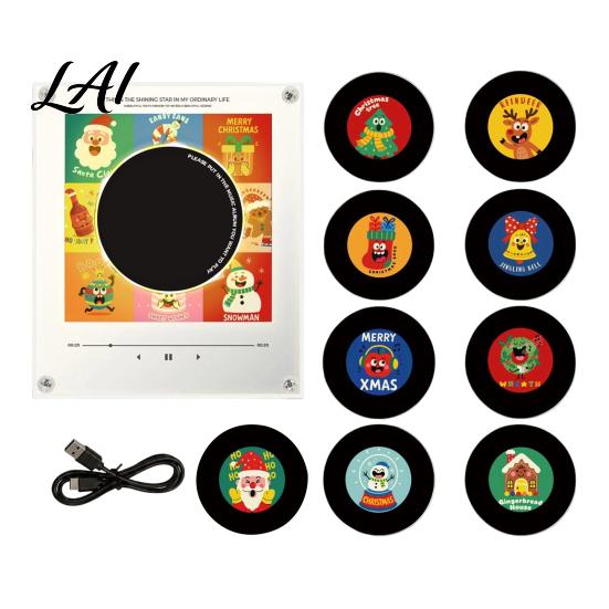 Interactive Music Theme Gift Programmable Vinyl Record Player Fridge Magnet with 9 NFC Records Retro Aesthetic Magnetic Personalized Sound