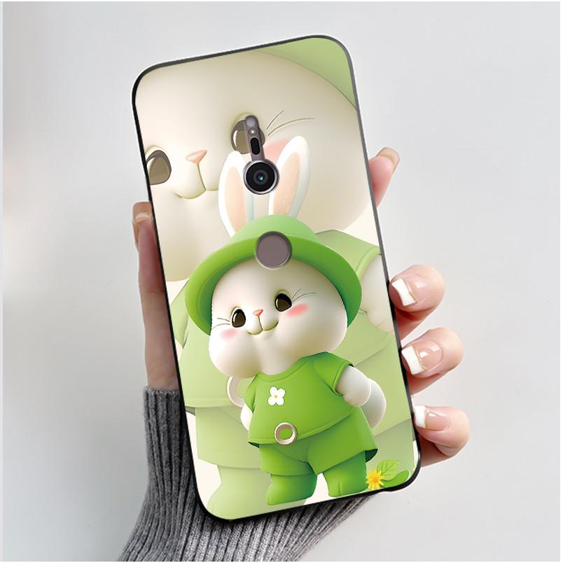 Case For sony Xperia XZ2 XZ3 Black Silicone Soft TPU Phone Case sony XZ2 XZ3 Luxury Cute Love Rabbit Funny Protective Back Cover