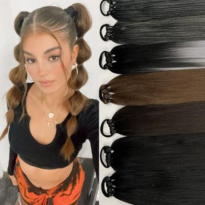 Női hosszú Yaki fonott hajhosszabbító szintetikus szálas napi viselet, Cosplay női hosszú ombre lófarok hajdísz