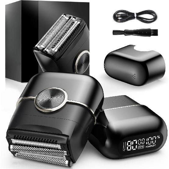 

Электробритвы с фольгой для мужчин с 4 плавающими лезвиями и большим светодиодным дисплеем, 2 регулируемые скорости, водонепроницаемость IPX7 для влажного/сухого бритья, USB Type C чёрный