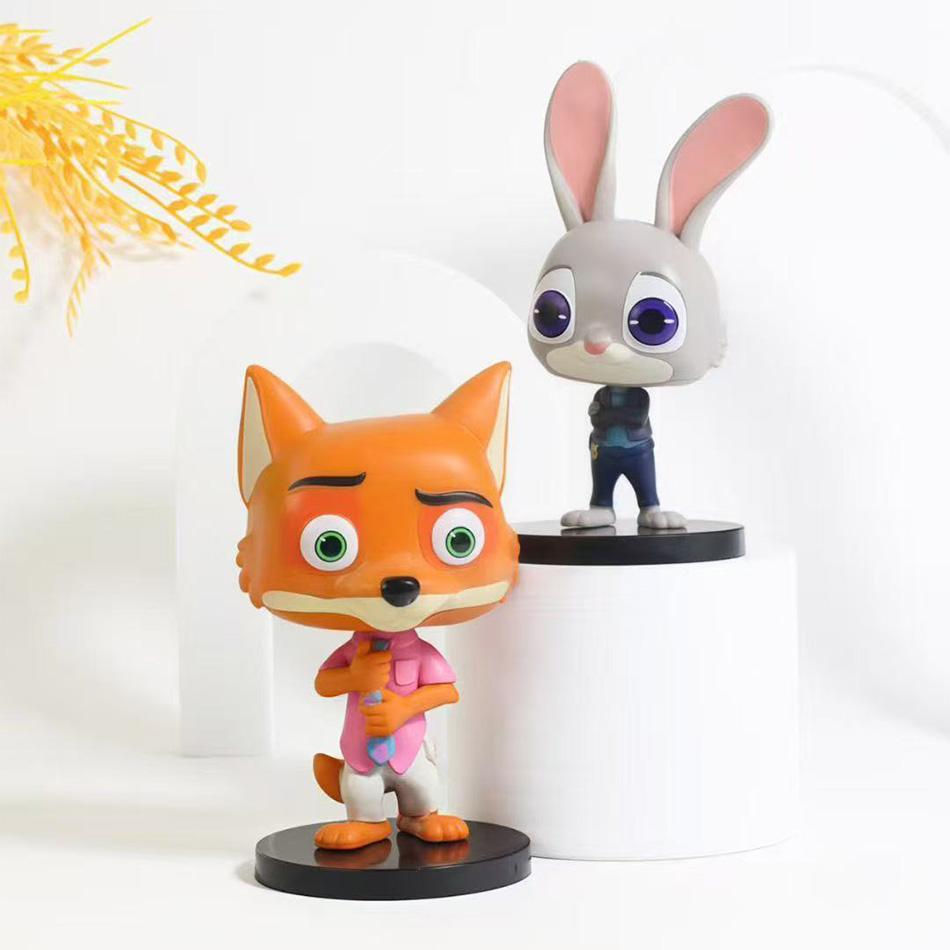 6pcs/kit Zootopia 2 Movie Collection Line Mini 10cm Action Figures Rabbit Comic Miniatures Bricks Innovative Accessories Presents Playthings