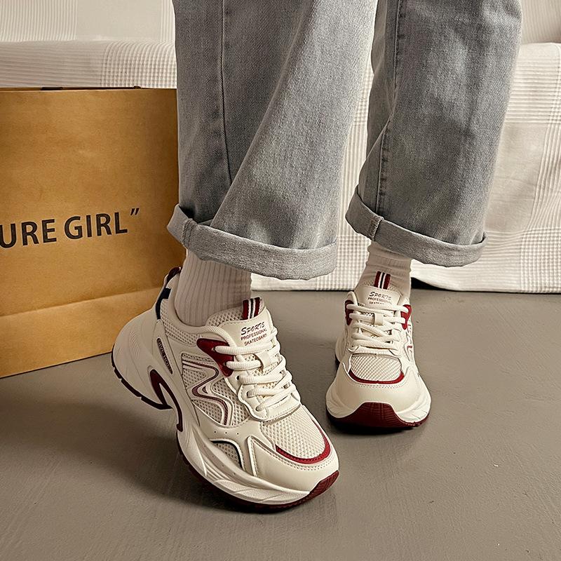 Stepping On Shit Thick-soled Sneakers for Women's 2025 New Spring and Autumn Season Shows Small Popular Feet, Soft-soled Dad Shoes Are Versatile 2117