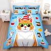 Whimsical Purple Cartoon Cat Duvet Cover Set Friendly Bedding For Fun Bedrooms Suitable Children Kids And AdultsWarm And Soft