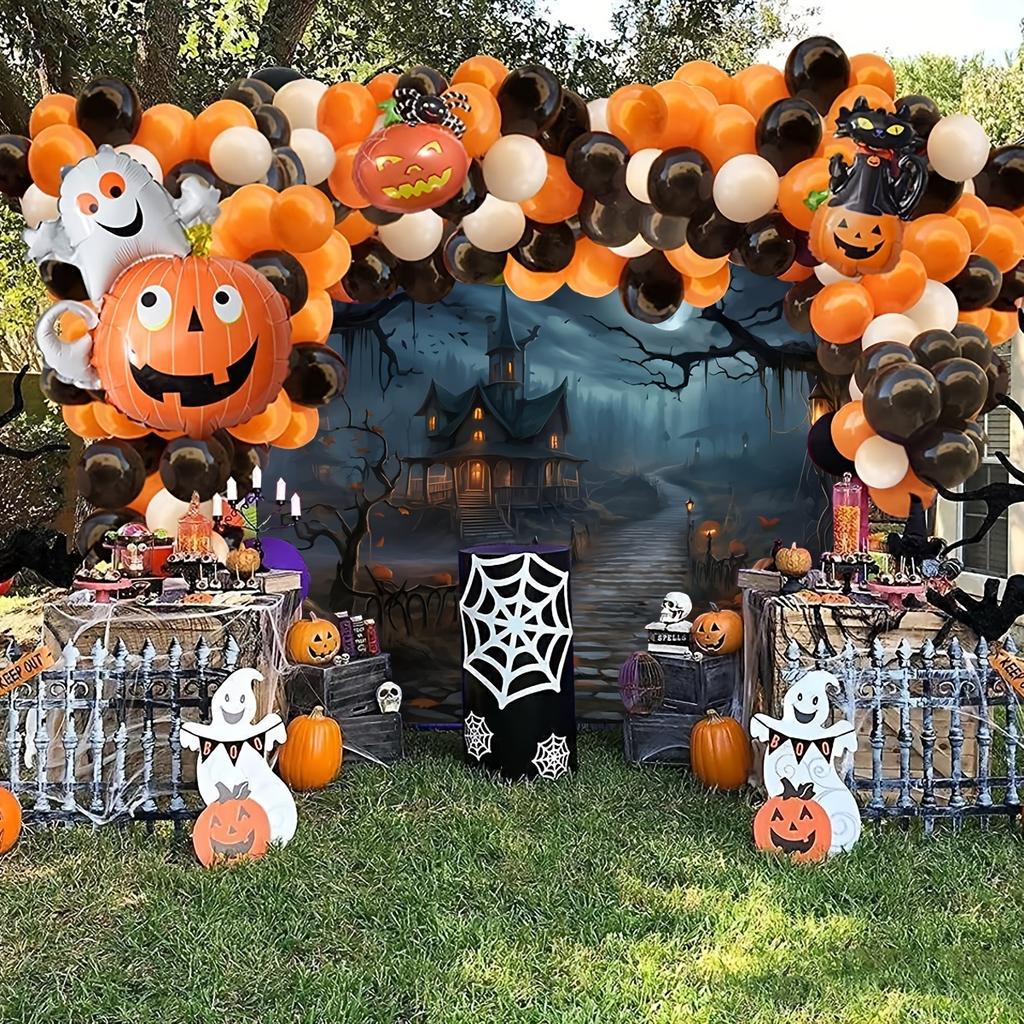 Spooky Halloween Haunted House Tapestry Moon & Pumpkin Wall Hanging for Living Room Party Home Decor Room Decoration