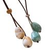 Elegant Long Oval Pendant Necklace  Chinese Style Forest System Simple Vintage Zen  Design Jewelry Accessory