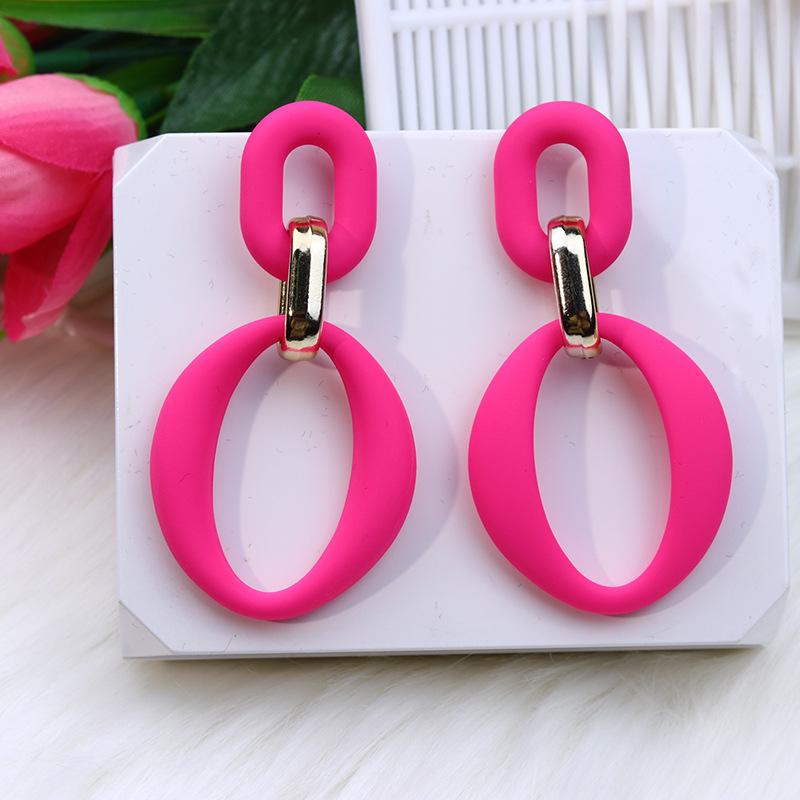 Pinkdudu Chain Link Acrylic Stud Earrings Painted Geometric Round Exaggerated Drop Earring Minimalist Dangle Earring PD2231