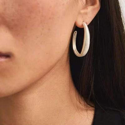 Women's Sterling Silver Mid-Ear Hoop Stud Earrings, Circle Design with S925 Silver Needle - Elegant and Unique.
