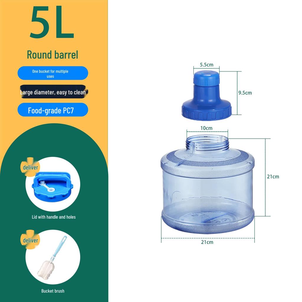 Wide Mouth Detachable Washable Mineral Water Dispenser Bottle - Hand-held Plastic Drinking Storage Barrel