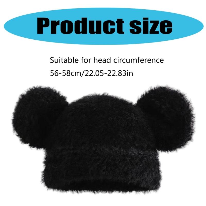 Furry Cartoon Bear Hat with Lovely Ear for Outdoor Sports Furry Hat with Ear Oversized Headgear Hat for Winter