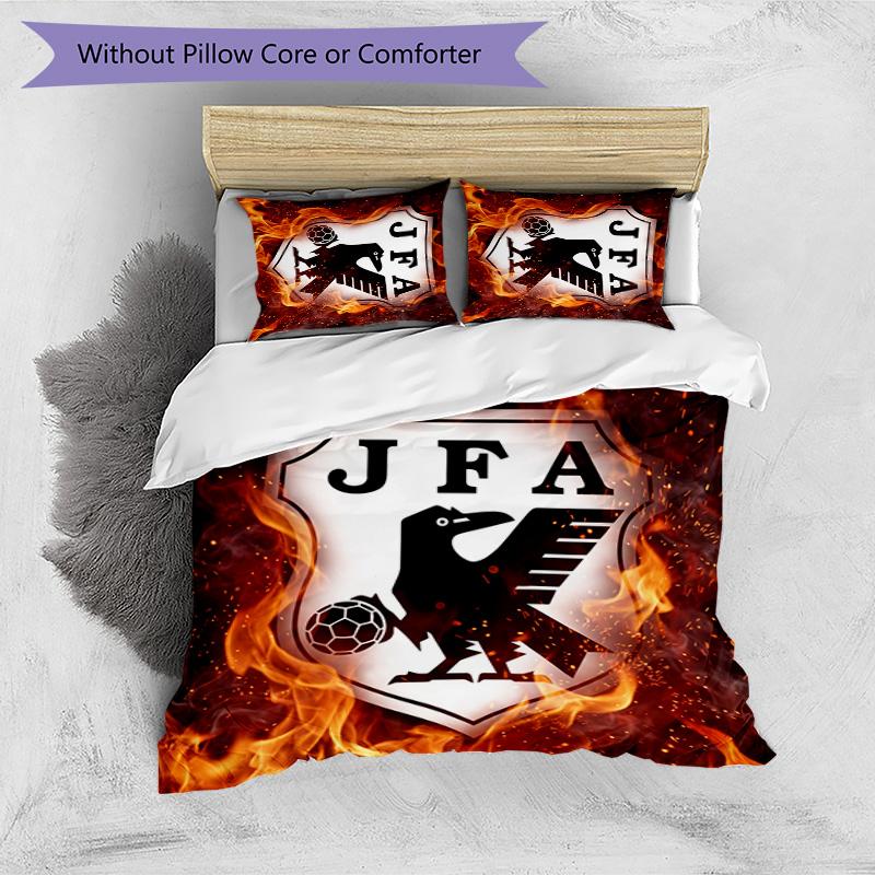 Japan Football Printed Bedding 3 Piece Set Cozy Breathable Bed Cover Set as Housewarming Holiday Gift