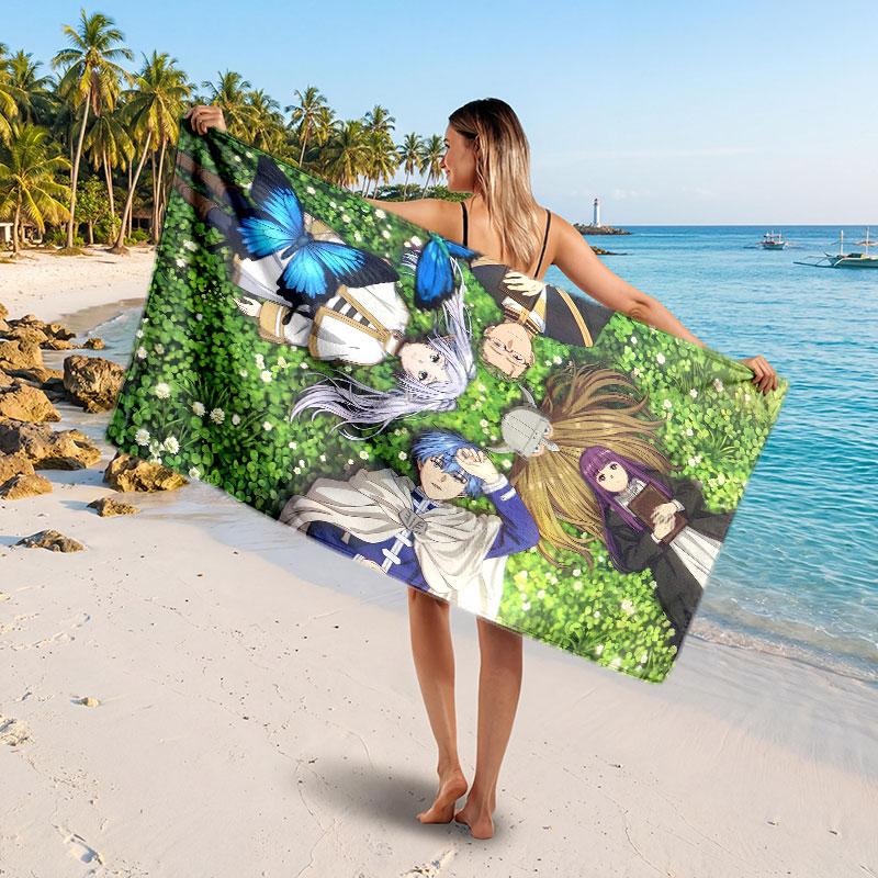 Large Beach TowelFrieren Beyond Journey's End Soft Absorbent Towel Beach Bath Home Use