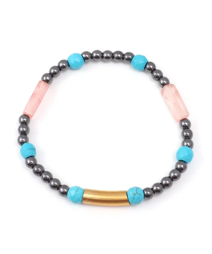 Turkish Blue & Pink Stick Mix Bracelet (PLT-BR-072_PK)