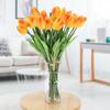 30Pcs Real Touch Artificial Tulip Flower Fake Flower Gift for Home Wedding Decor(Sunset Color)