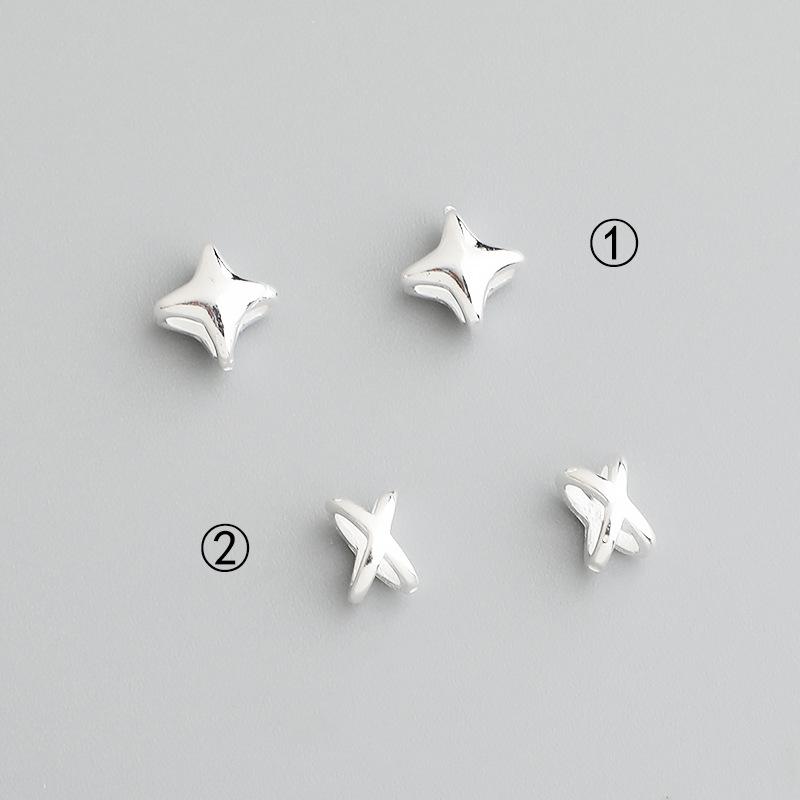 

S925 Стерлинговое серебро Звездные разделительные бусины для браслетов и ожерелий DIY - Звезда Четырехсторонний крест Свободные аксессуары Model 2