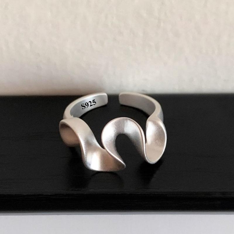 

925 Sterling Copper Rings for Women Vintage Matte Frosted Lace Irregular Geometric Statement Finger Rings Y2K Couple Ring