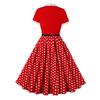 Women's Fashionable Retro Hepburn-Print Floral Polka Dot Bow Dress For Summer