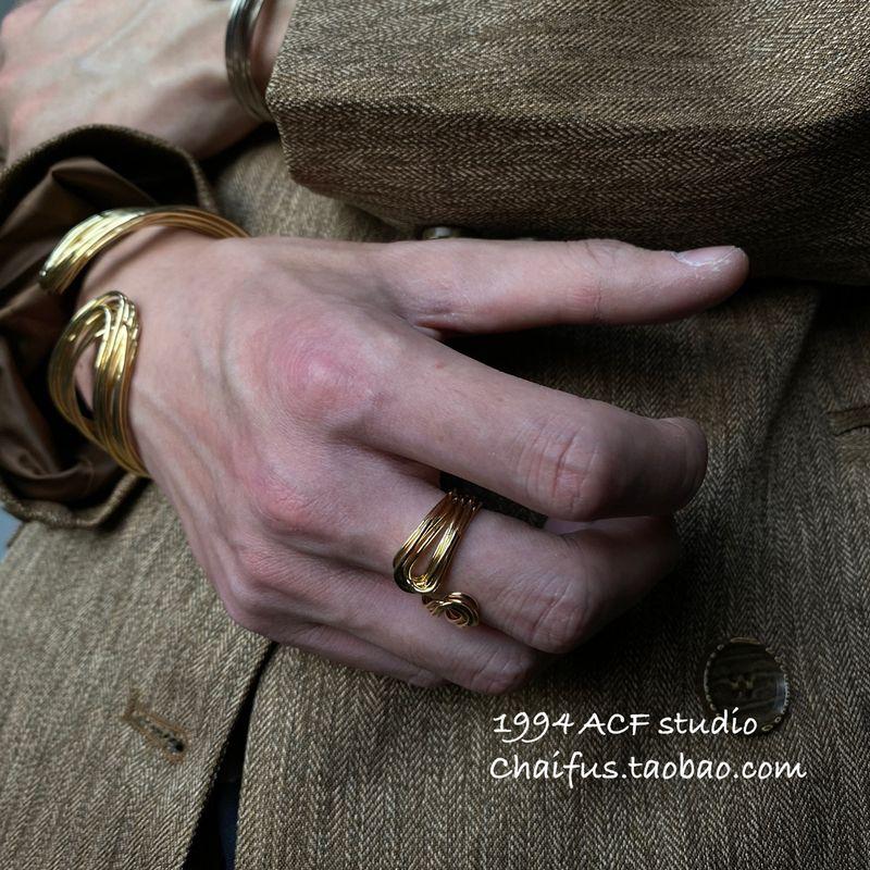 Metal Line Multi-Layer Winding Retro Model Style Bracelet Gold Ring