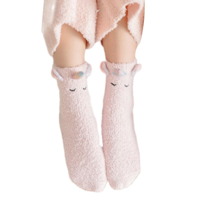 

Coral Fleece Socks Baby Ankle Socks Kids Boys Girls Socks Unicorns Pattern Socks Warm Thick Socks for Children 1-12 Year рожевий