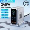 240W GaN nabíječka 6-v-1 140W PD3.1 PPS USB Type C Digitální displej Rychlonabíjecí stanice pro iPhone 16 15 MacBook Laptopy Samsung