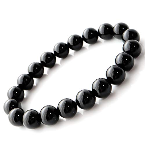 

[GOLD STONE] Morion Black Quartz Bracelet, 10mm, Tibetan Morion Natural Quartz, Certified, Comes with a Special Box, Inner Diameter: Approximately 19c