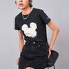 Li-Ning X Disney Gemeinsame Kung Fu Mickey Silhouette Druck Kurzarm T-Shirt Damen Oberteile Schwarz AHSQ144-1