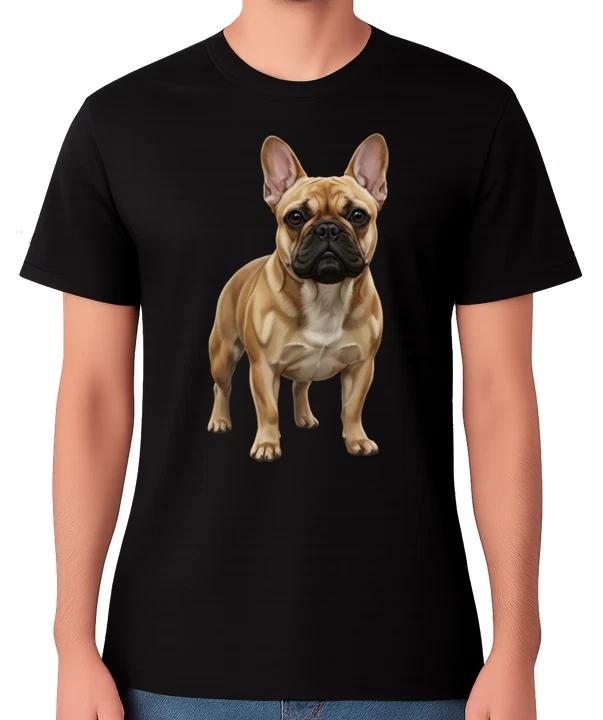 French Bulldog Dog Illustration Realistic Pet Portrait T-Shirt Unisex Tee L