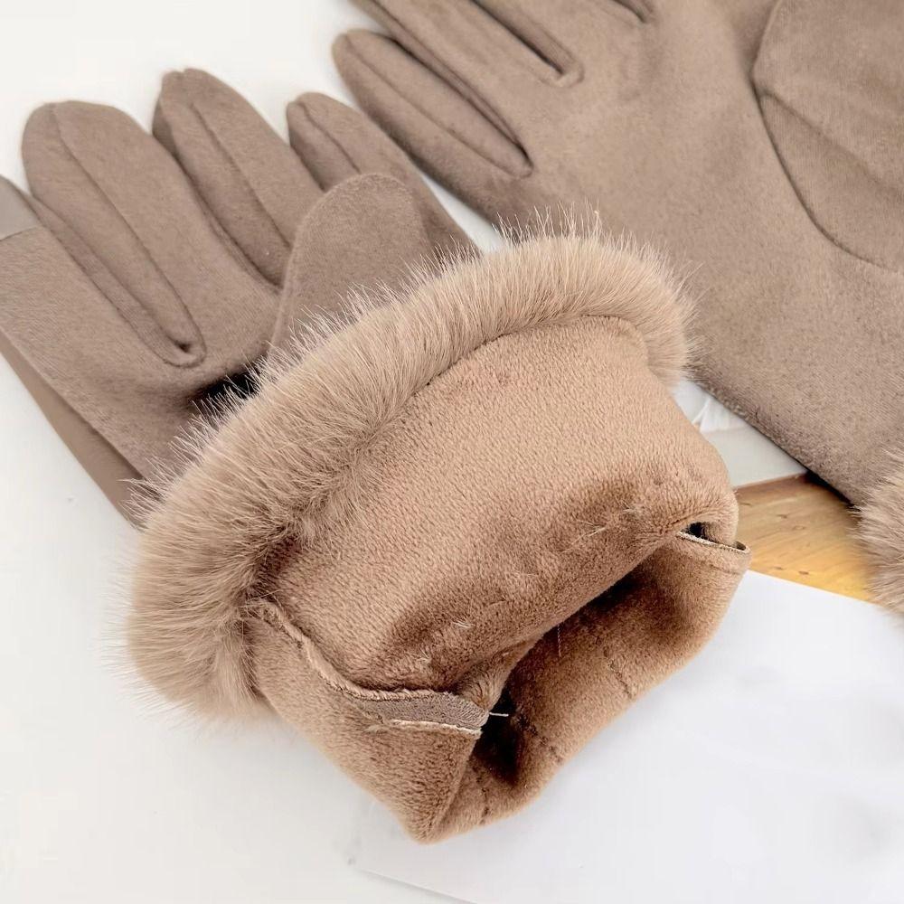 Gants Thermiques Doublés à Écran Tactile pour Femmes Couleur Unie Gants Thermiques d'Hiver pour Femmes Saison Hiver