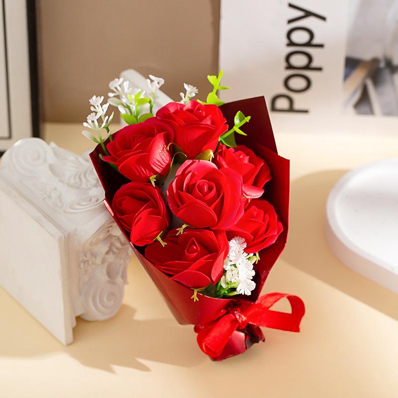 Rose Bouquet Transparent Tote Bag - Floral Soap Flower Gift for Qixi Valentine s Day