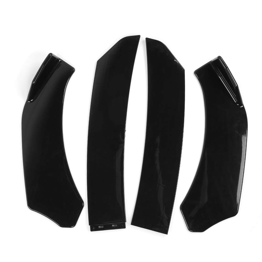 Qiilu Front Bumper Lip Body Kit ABS Front Car Front Bumper Lip Splitter Body Shovel Guard Universal Auto Modification Accessories Gloss Black Spoiler,